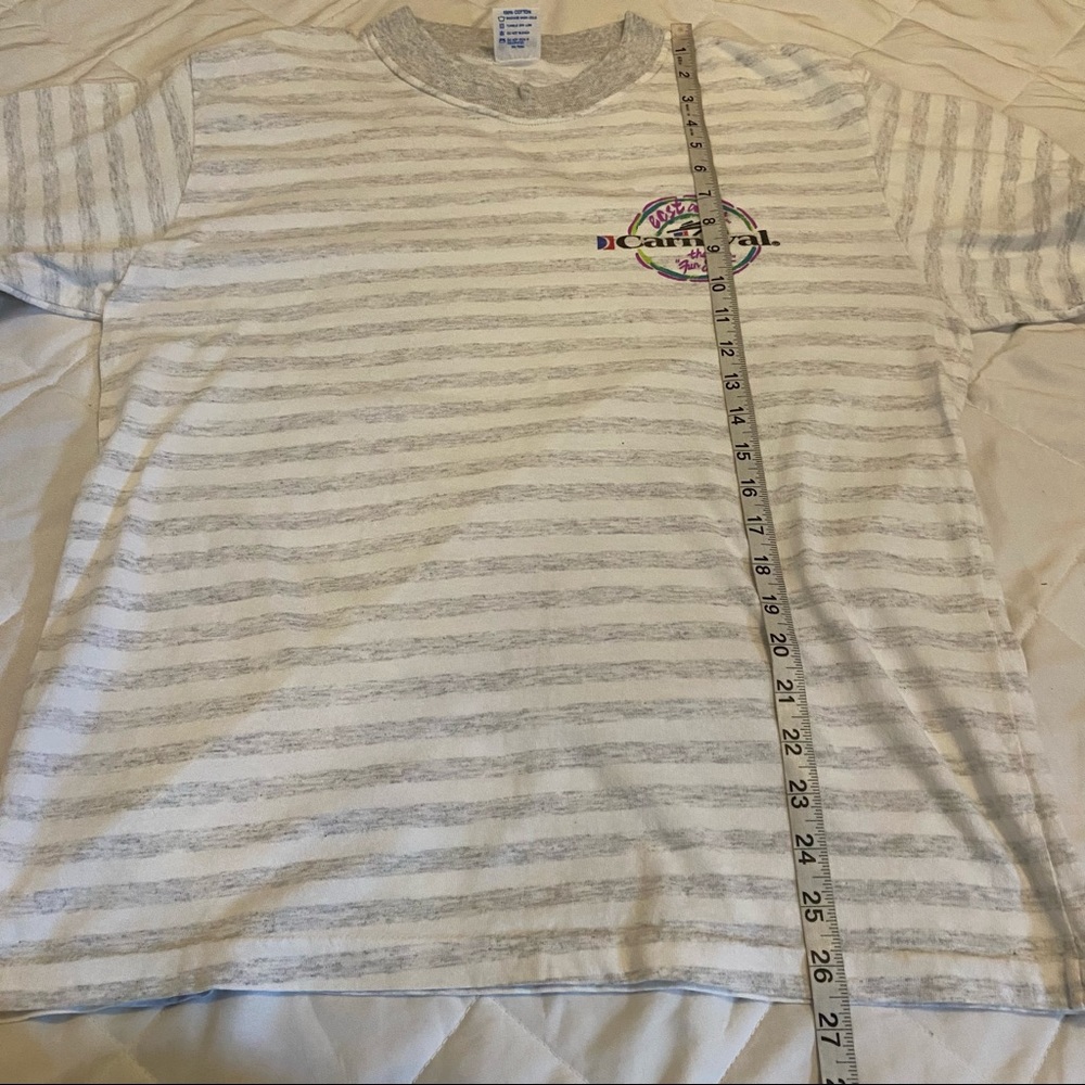 Vintage Single Stitch Gray Striped Carnival Cruise Ships T-shirt Tee Shirt - Picture 11 of 11